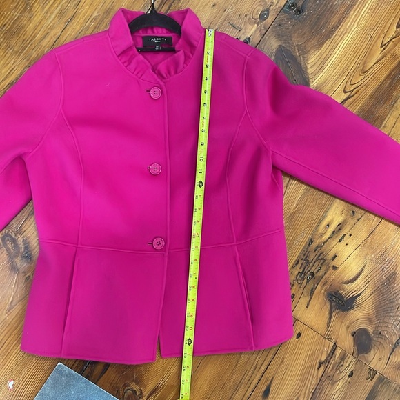 Talbots pink ruffle collar button blazer light wool jacket size 12 petite - Picture 15 of 16